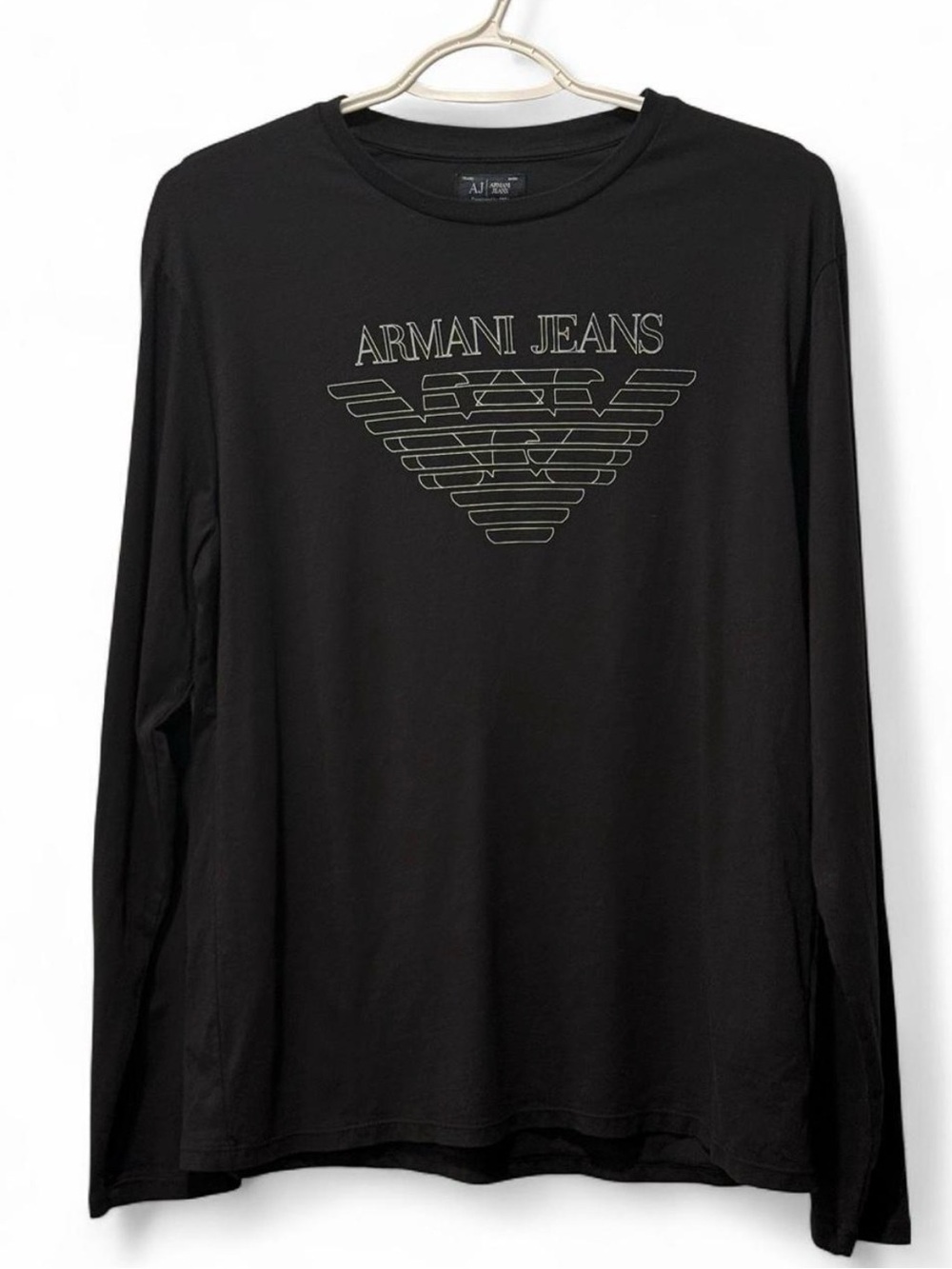 Vintage 90’s Armani Jeans Black Long-Sleeve Logo Tee XL